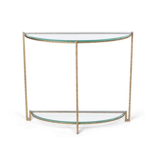 Park Hill Collection Naomi Elegant Iron and Glass Demi Lune Table - Stylish Accent for Foyers and Small Spaces - EFT26034