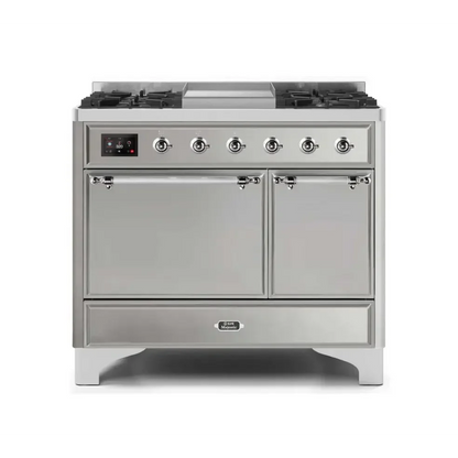 ILVE Majestic II 40 Inch Dual Fuel Liquid Propane Freestanding Range and Electric Oven with Chrome Trim