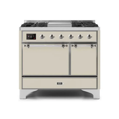 ILVE Majestic II 40 Inch Dual Fuel Liquid Propane Freestanding Range and Electric Oven with Chrome Trim