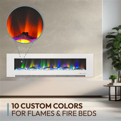 Cambridge 60 In. Wall-Mount Electric Fireplace in Black with Multi-Color Flames and Driftwood Log Display , - CAM60WMEF-2BLK