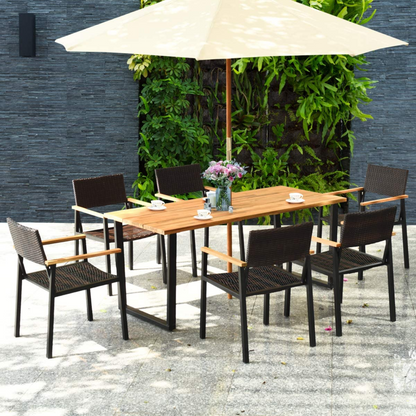 Tangkula 7 Pieces Outdoor Patio Dining Set, Patiojoy Outdoor Conversation Set - HW65219A+