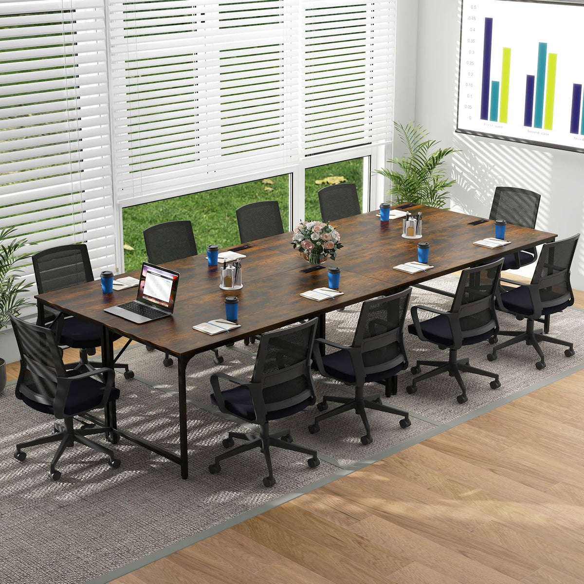 Tangkula 60” Large Computer Desk with Charging Station, Modern Simple Study Writing Desk with Storage Bag - 4*JV11154US-CF