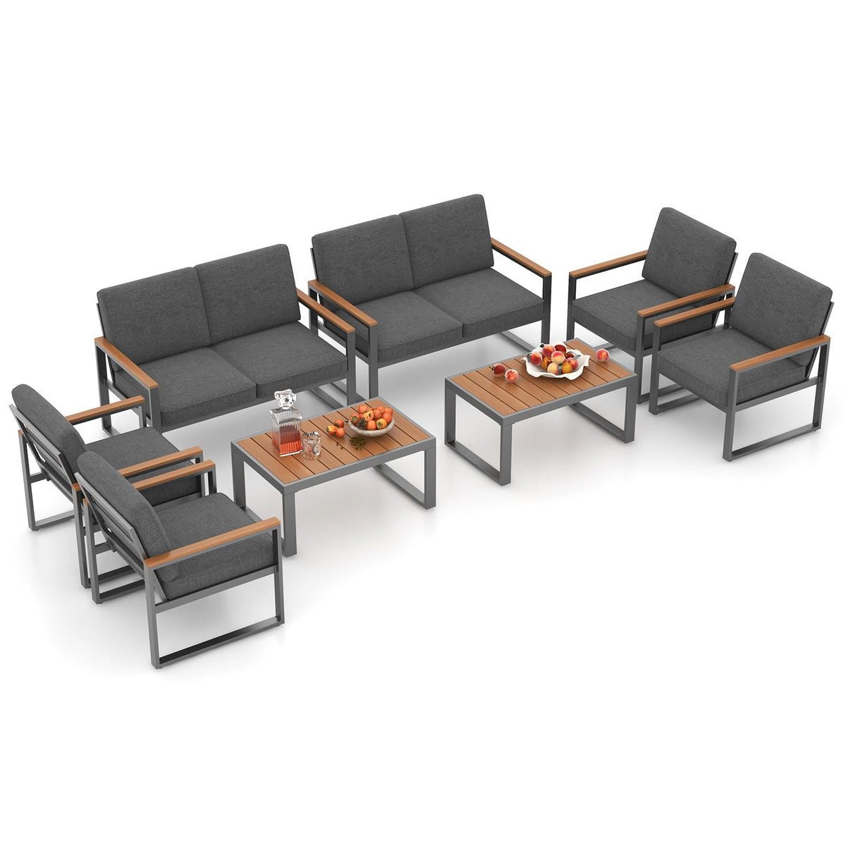 Tangkula 4/8 Piece Patio Aluminum Furniture Set(Gray) - NP11997GR+
