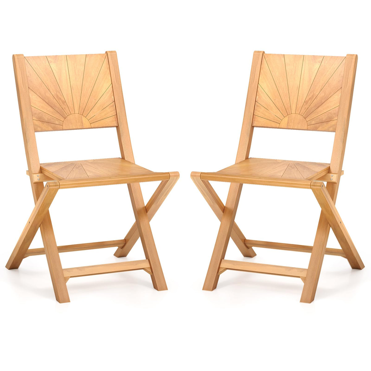 Tangkula 2/4 Pieces Folding Patio Chairs(Sun Back) - 2*JV12297