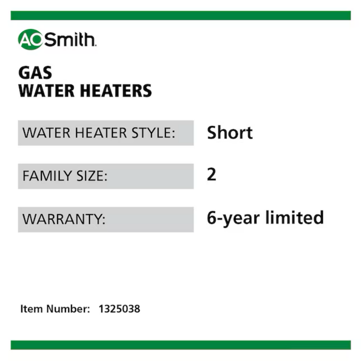 A.O. Smith  Signature 100 30-Gallon Short 6-year Limited 32000-BTU Natural Gas Water Heater - G6-S3032NVR