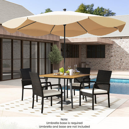 Tangkula 5 Pieces Patio PE Wicker Dining Set, Outdoor Dining Table and Chairs with Cushions - HW71589+HW70830-4