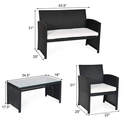 Tangkula Patio Wicker Conversation Furniture Set - 2*HW63239