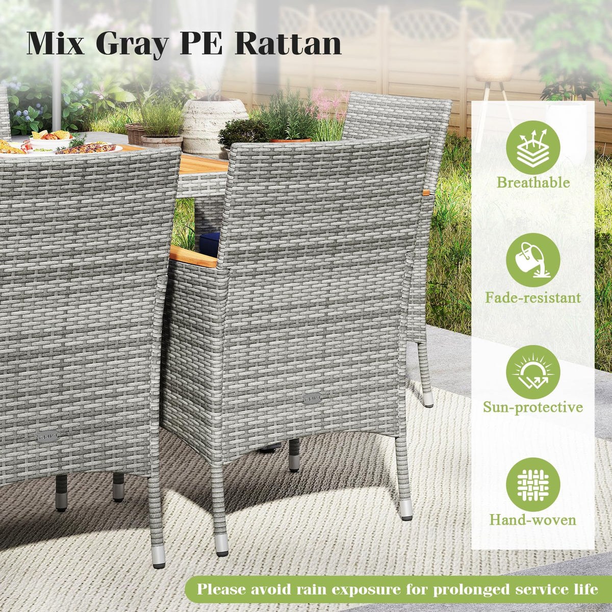 Tangkula 9 Pieces Patio PE Wicker Dining Set - HW73183NY+