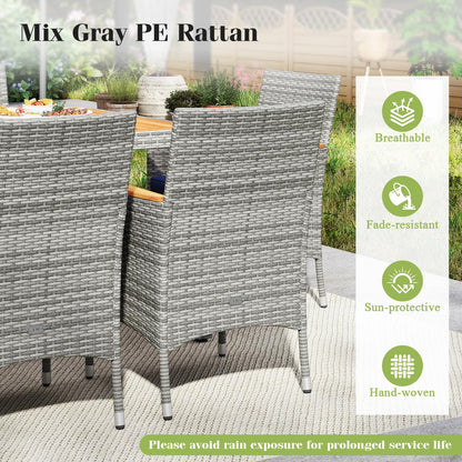 Tangkula 9 Pieces Patio PE Wicker Dining Set - HW73183NY+