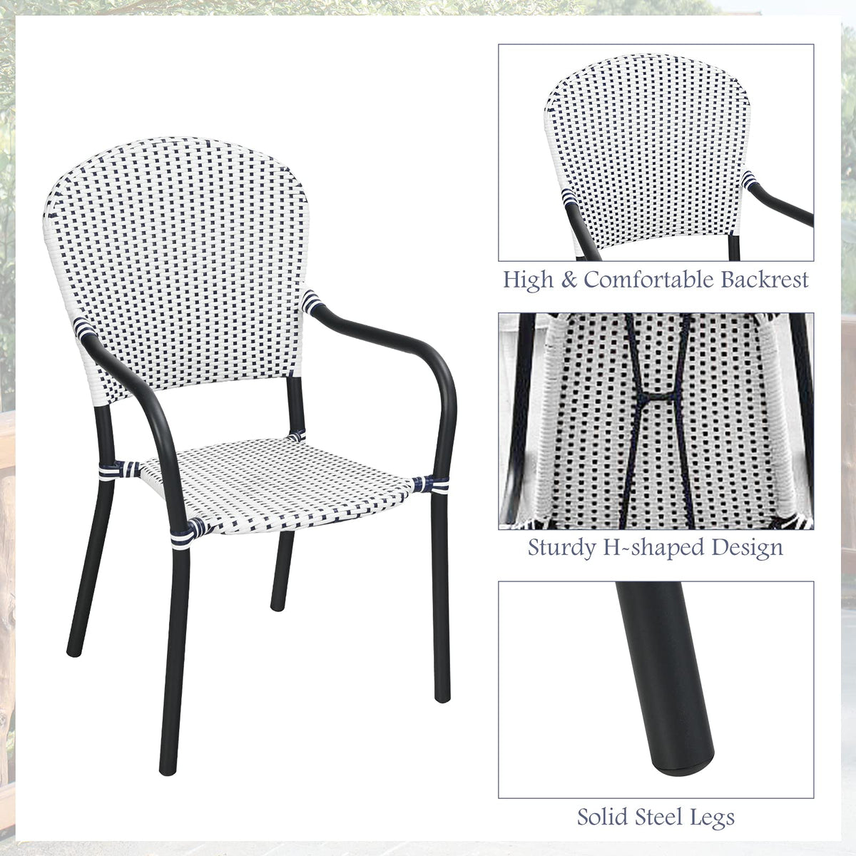 Tangkula Set of 4 Stackable Outdoor Patio Wicker Chairs - NP10073WL