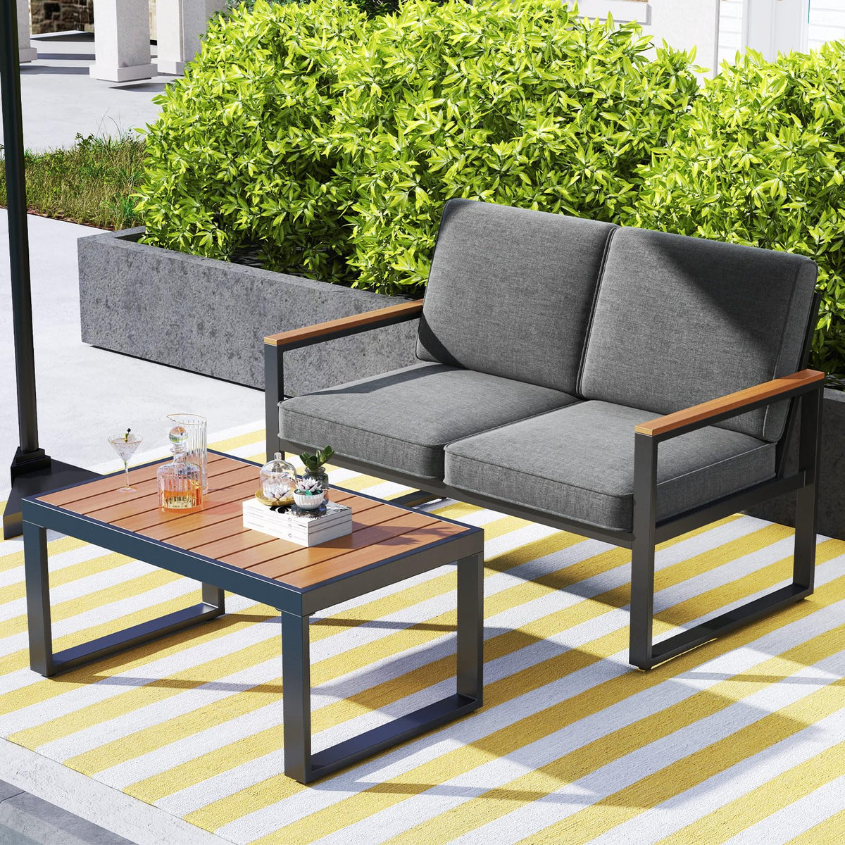 Tangkula 4/8 Piece Patio Aluminum Furniture Set(Gray) - NP11997GR+