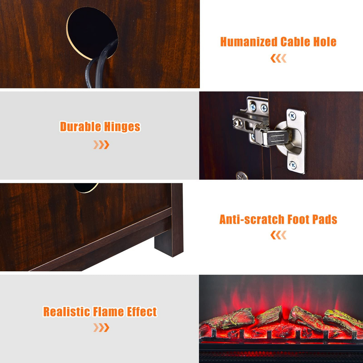 Tangkula Electric Fireplace TV Stand, 59 Inches TV Console - HV10083CF+FP10047US