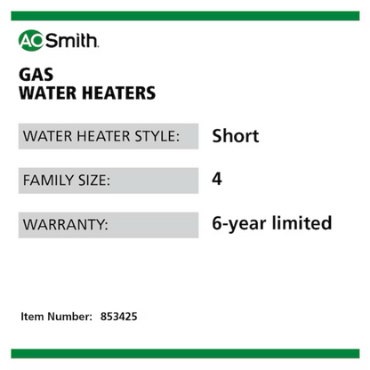 A.O. Smith Signature 100 40-Gallon Short 38000-BTU Direct Vent Natural Gas Water Heater - Item #853425 | Model #G6-DVS4038NV