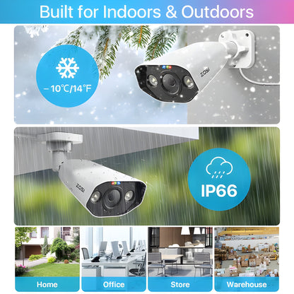 Zosi C182 4K 8CH 2-Cam PoE Security System + 2TB Hard Drive - C182 4K 8CH 2