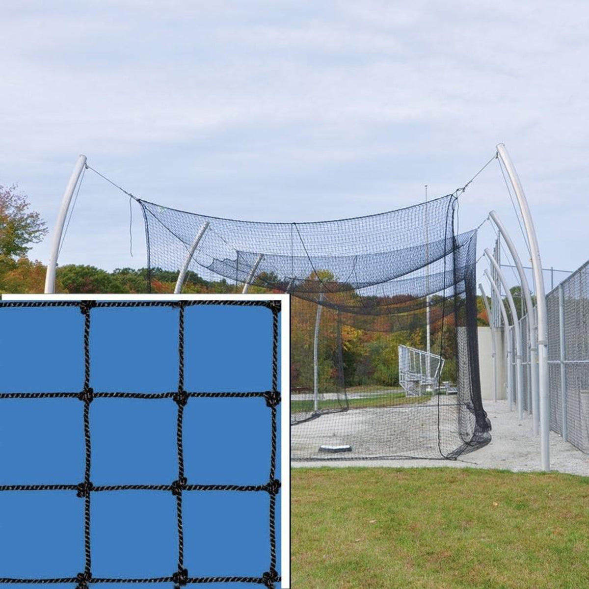 Jaypro Batting Tunnel Net - #42 - 2mm Twisted Poly Fiber - 1-3/4 in. Square Mesh 70 ft - BBCP-7012