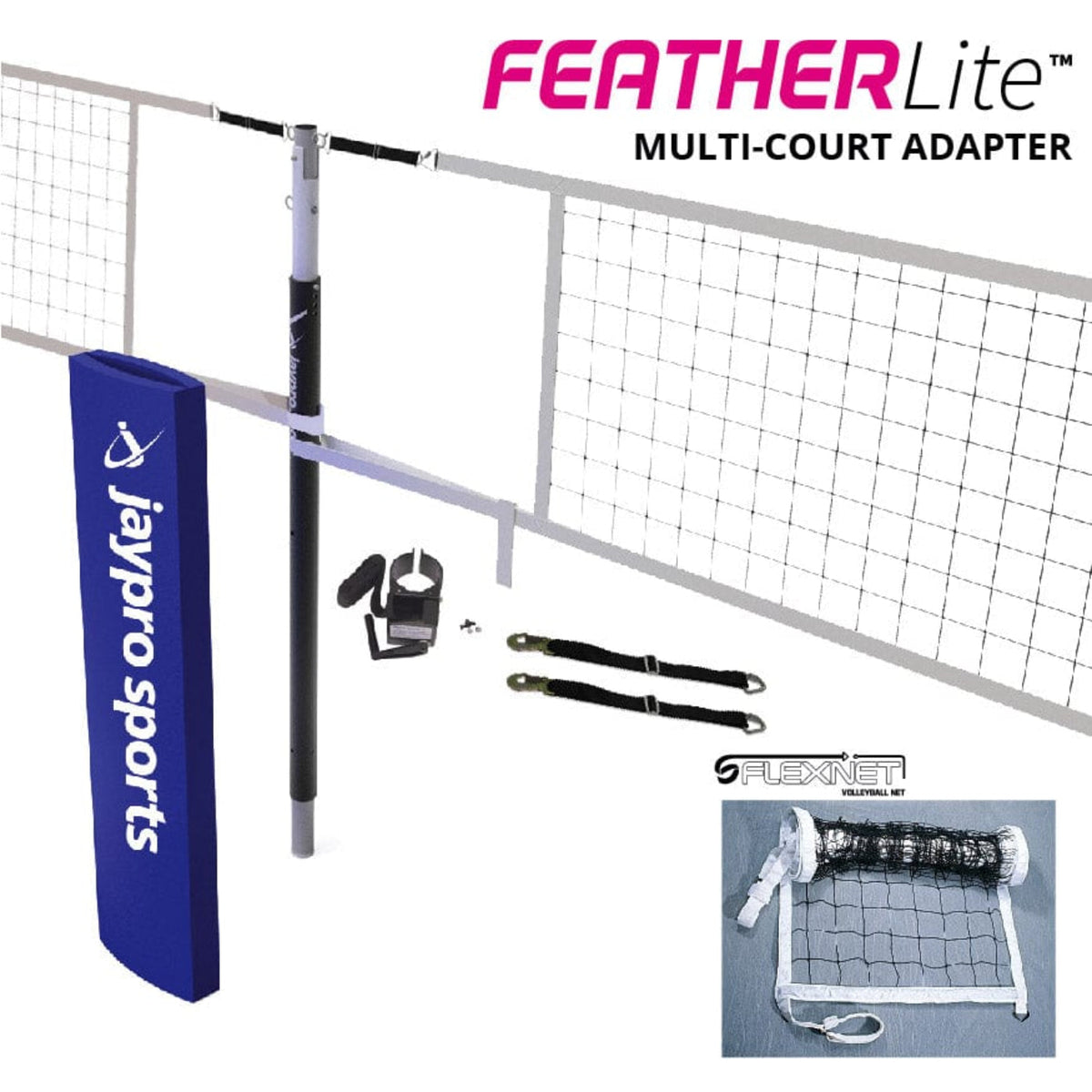 Jaypro FeatherLite Volleyball Net Center Upright System (3 in. Floor Sleeve) -  PVBC-450