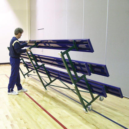 Jaypro Indoor Bleacher - 15 ft. (4 Row - Single Foot Plank) - Tip & Roll (Powder Coated) -  BLCH-4TRGPC