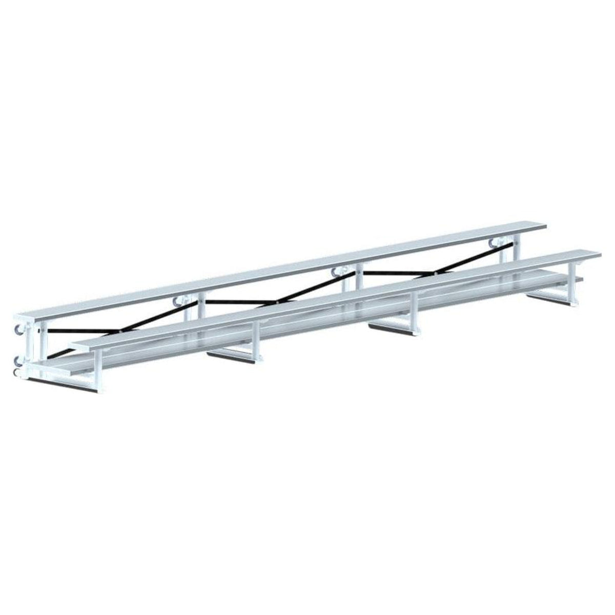 Jaypro Bleacher - 15 ft. (2 Row - Double Foot Plank) - Tip & Roll (Indoor) -  BLDP-2TRG