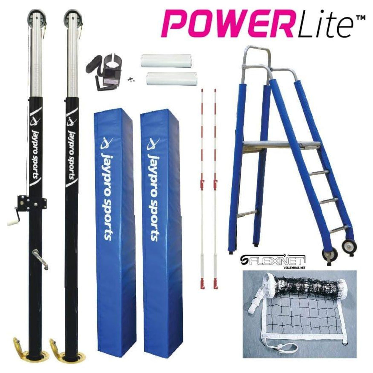 Jaypro FeatherLite Volleyball System Package (3-1/2 in. Floor Sleeve) -  PVB-5PKG