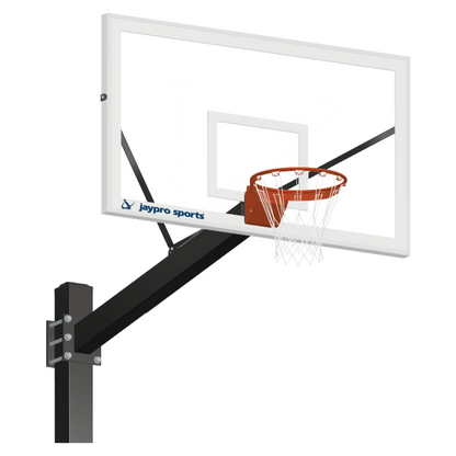 Jaypro Titan Basketball System 6"x 6" Pole - 4' Offset w/ Glass Backboard (Surface Mount) - 774-CV-FR