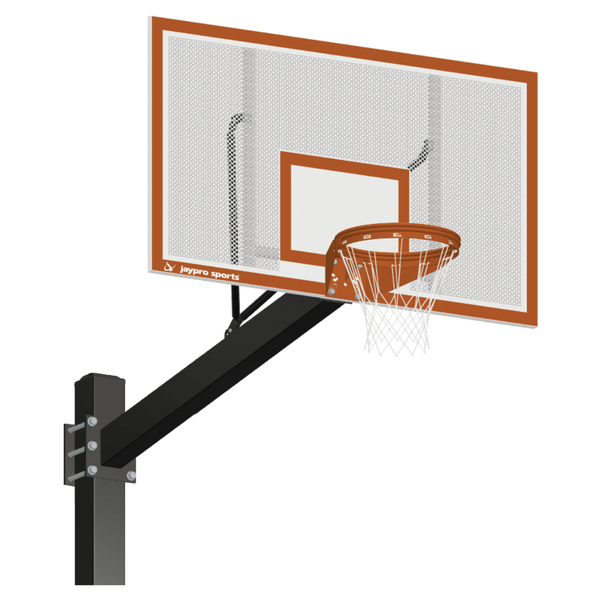 Jaypro Titan Basketball System (6"x 6" Pole with 6' Offset) 72" Perforated Steel Backboard - 770-PF-FR