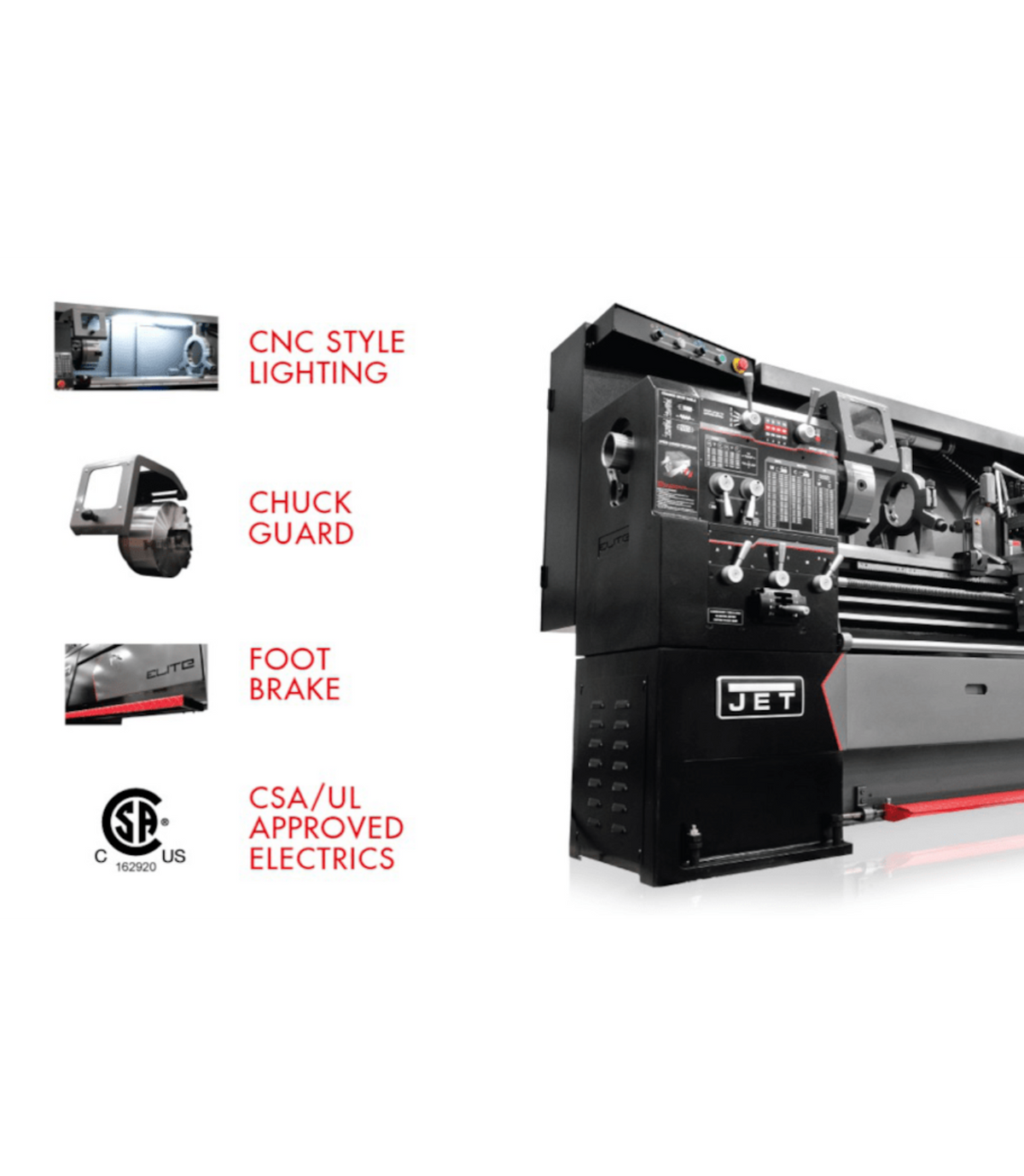 JET Elite E-1340VS with ACU-RITE 203 DRO with Taper Attachment and Collet Closer - JT9-892406