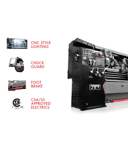 JET Elite Lathe E-1340VS with ACU-RITE 303 CSS DRO with Collet Closer - JT9-892417