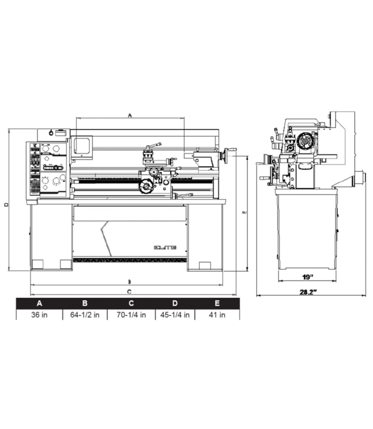 JET Elite E-1440VS, Elite 14x40 EVS Lathe - JT9-892030