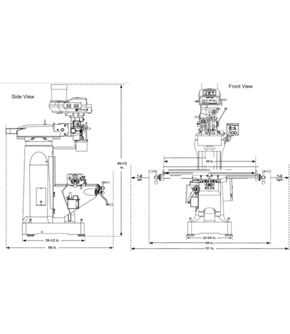 JET Elite EVS-949 Mill with X, Y, Z-Axis JET Powerfeeds - JT9-894307