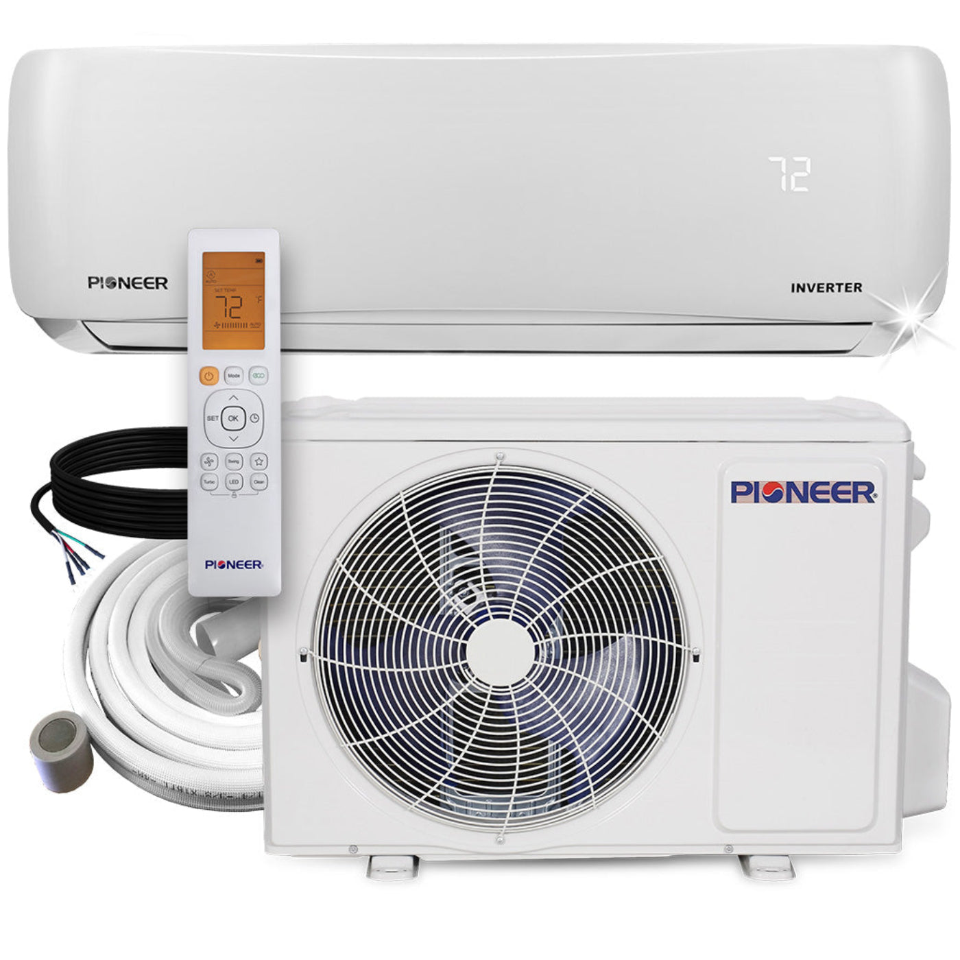 Pioneer EStar 12,000 BTU 22.7 SEER2 Ductless Mini-Split Inverter++ Energy-Star Air Conditioner Heat Pump System Full Set 115V - WYS012AMFI22RL-10