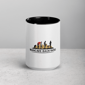 Mancave Backyard Black / 15 oz Mug with Color Inside