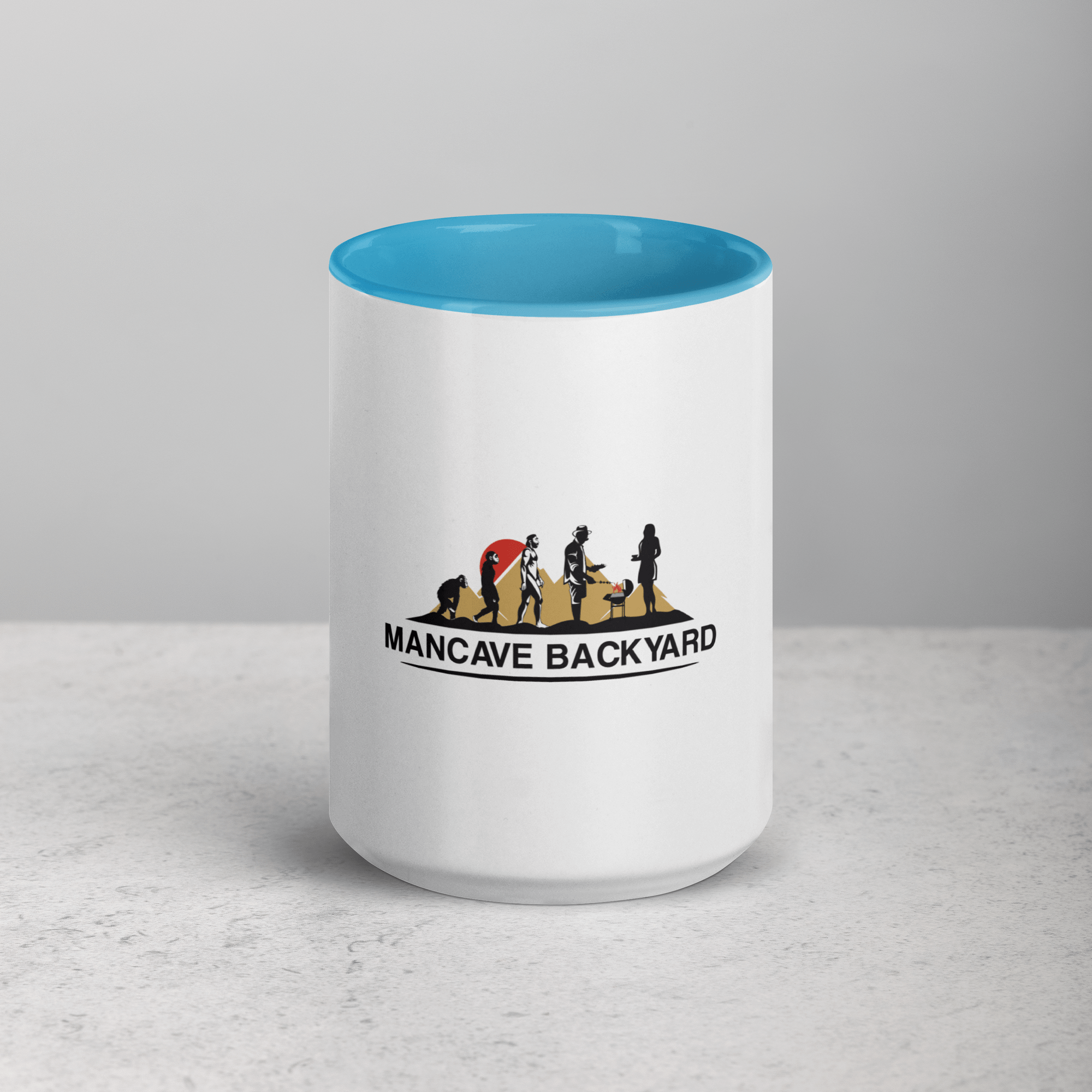 Mancave Backyard Blue / 15 oz Mug with Color Inside