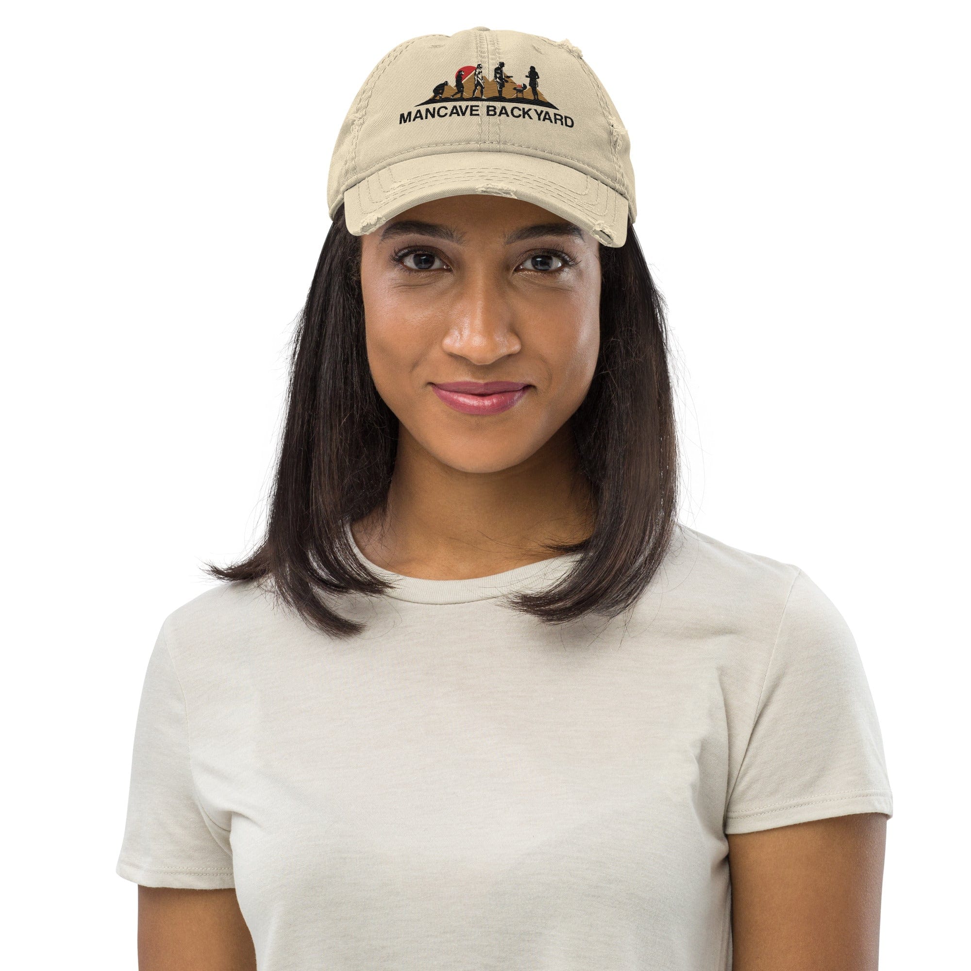 Mancave Backyard Distressed Dad Hat