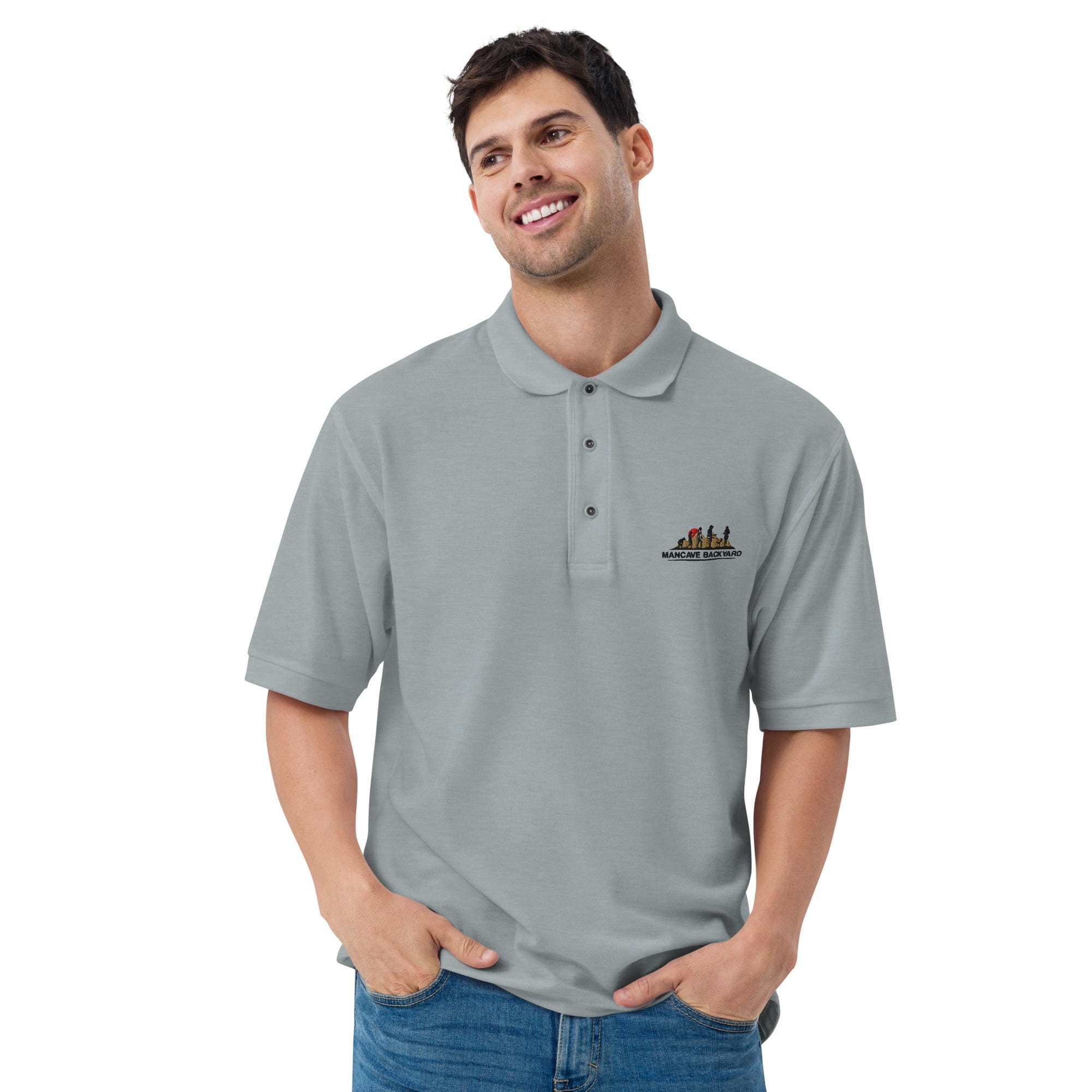 Mancave Backyard Men's Premium Polo