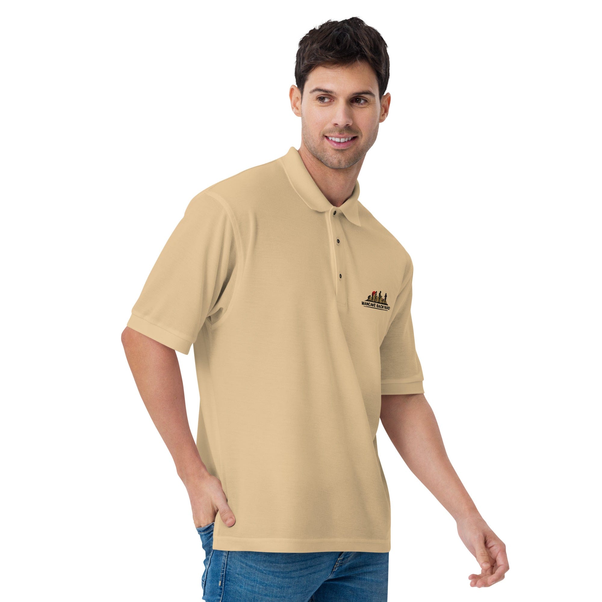 Mancave Backyard Men's Premium Polo