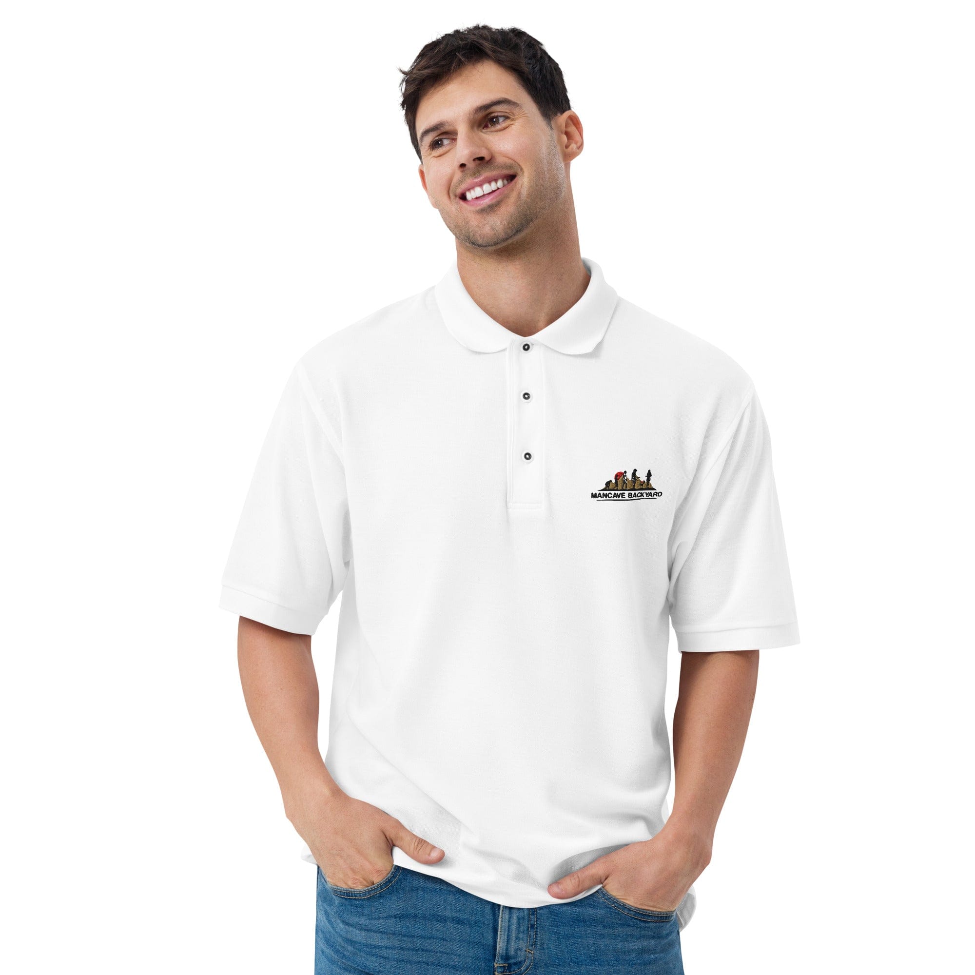 Mancave Backyard Men's Premium Polo