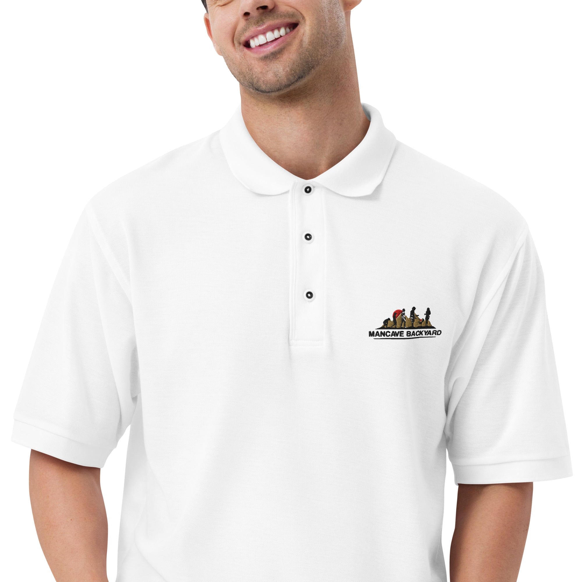 Mancave Backyard Men's Premium Polo