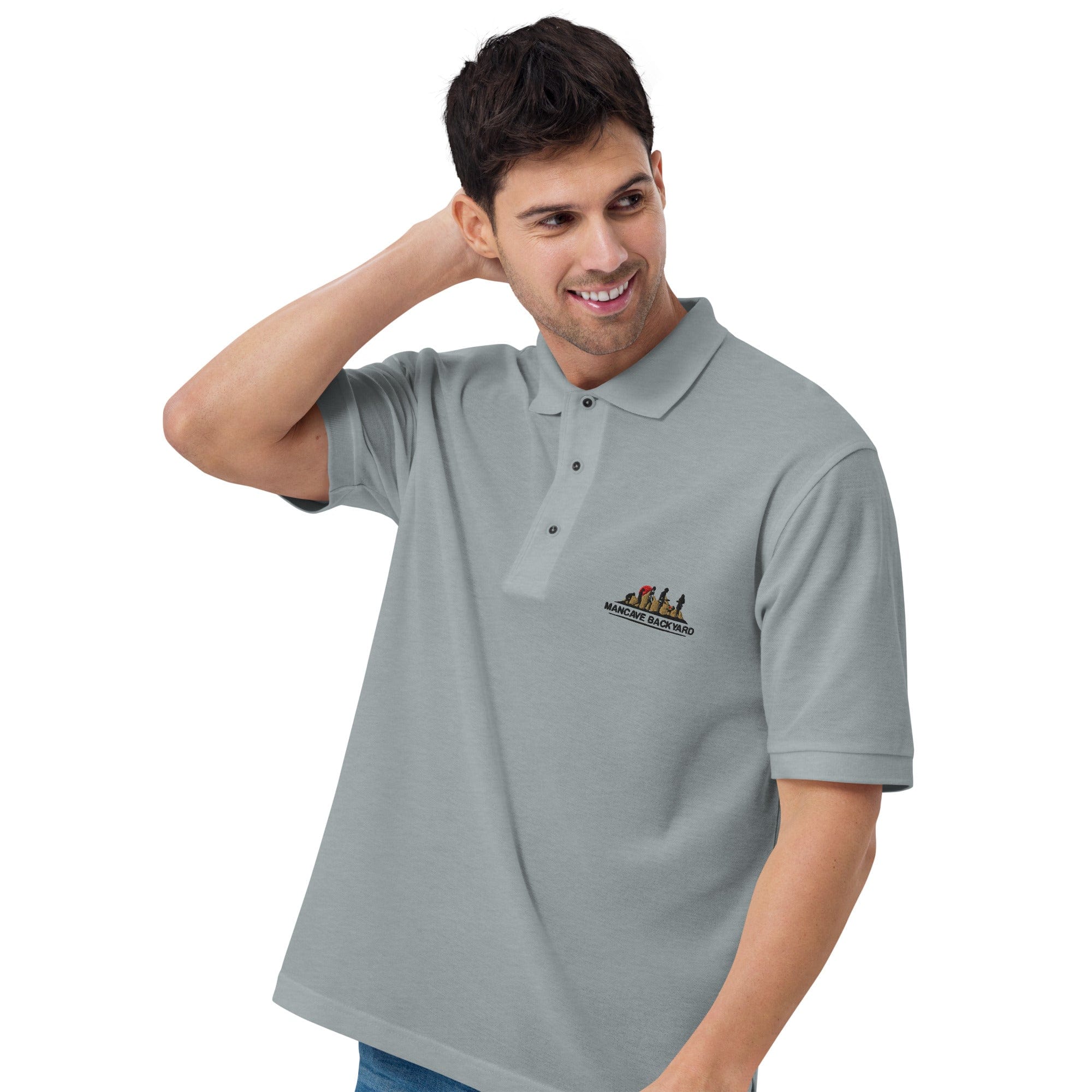 Mancave Backyard Men's Premium Polo