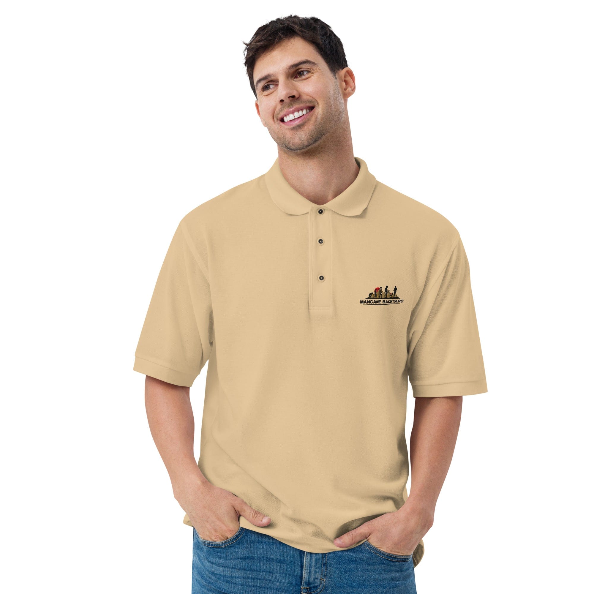 Mancave Backyard Men's Premium Polo