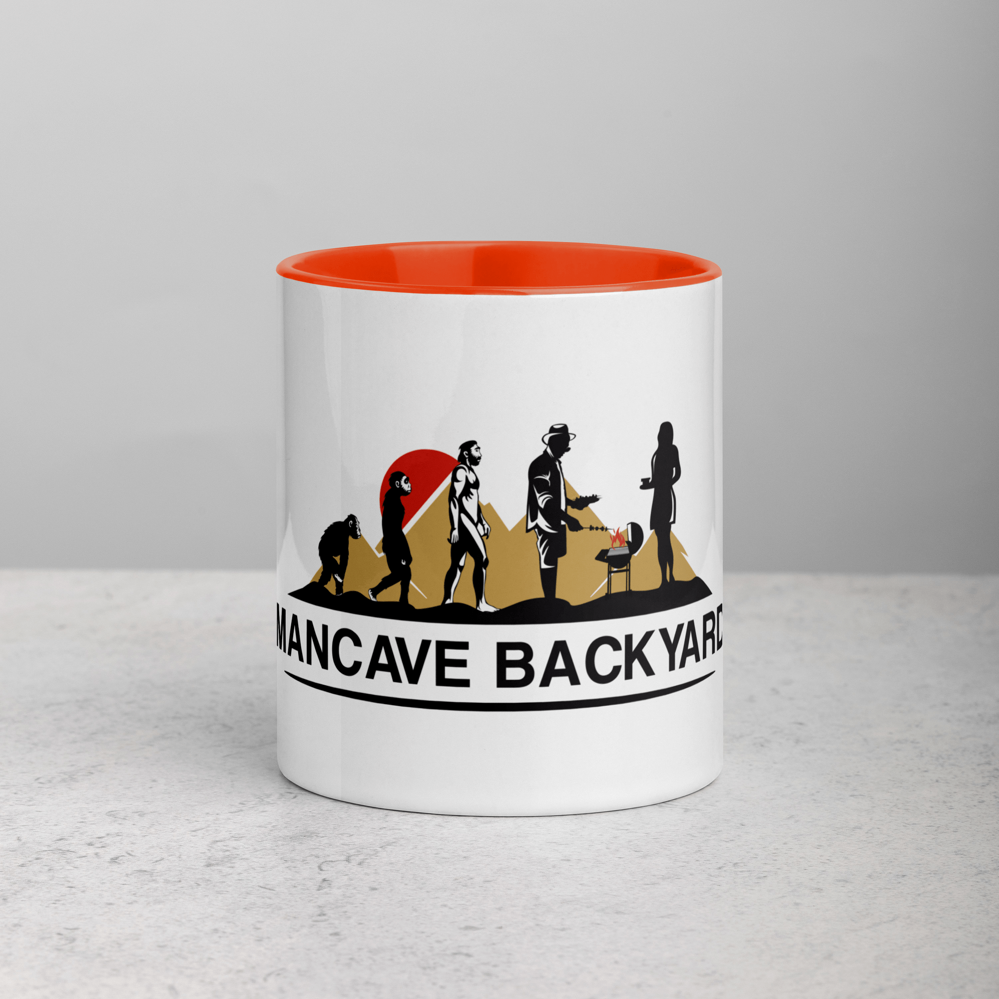 Mancave Backyard Orange / 11 oz Mug with Color Inside