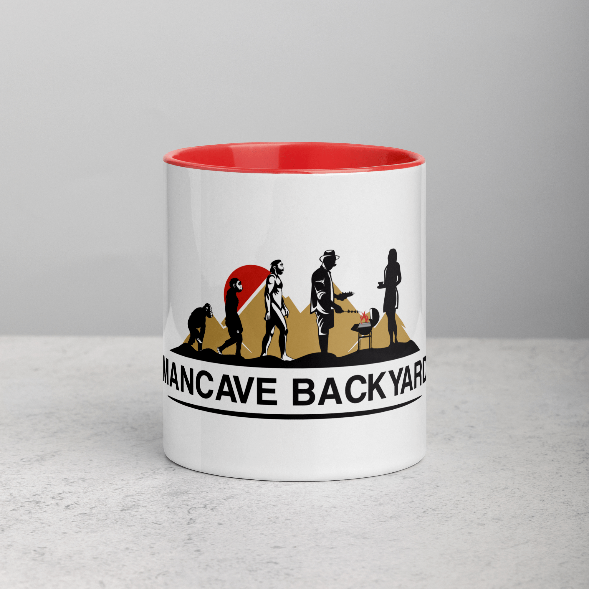 Mancave Backyard Red / 11 oz Mug with Color Inside