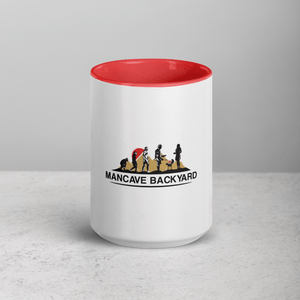 Mancave Backyard Red / 15 oz Mug with Color Inside