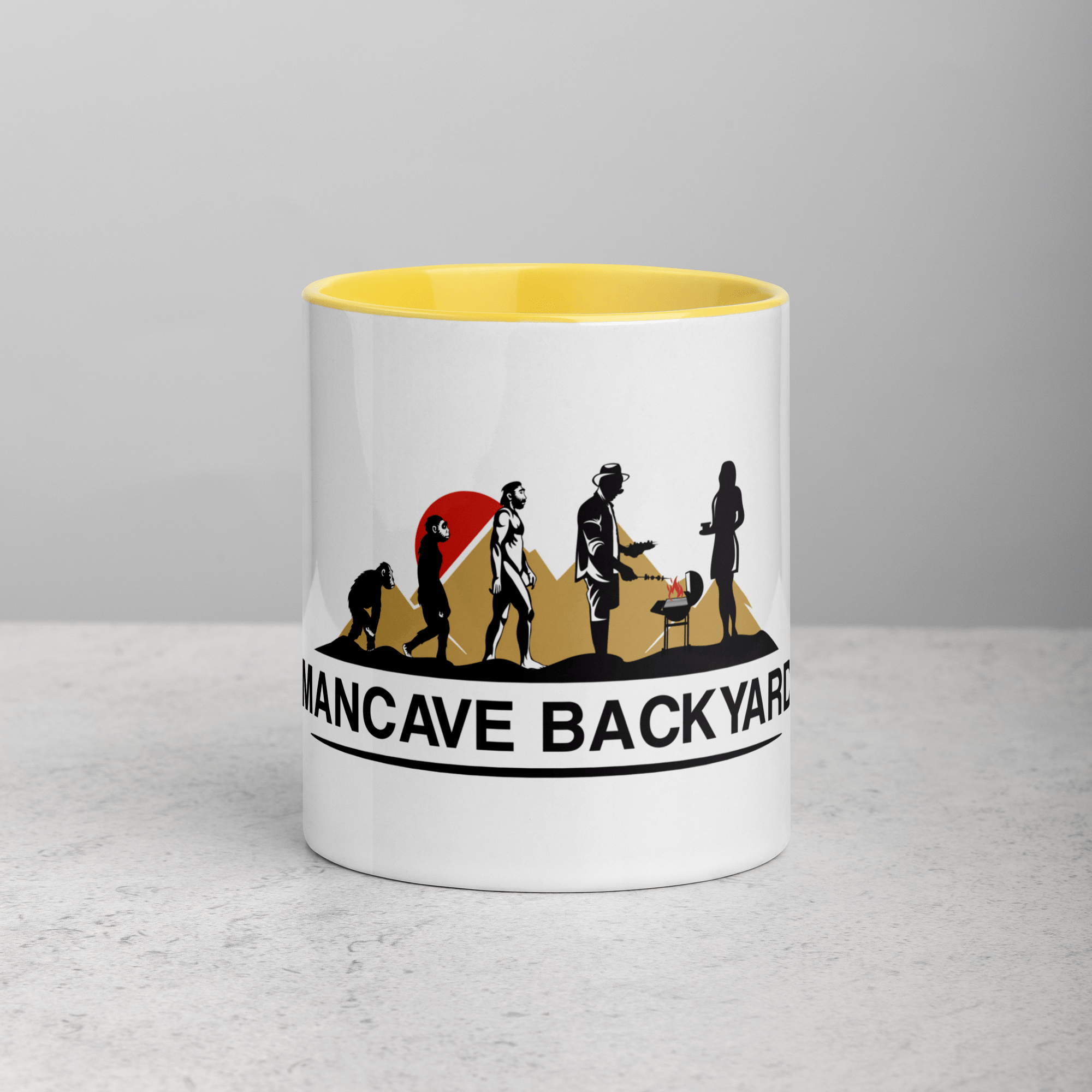 Mancave Backyard Yellow / 11 oz Mug with Color Inside