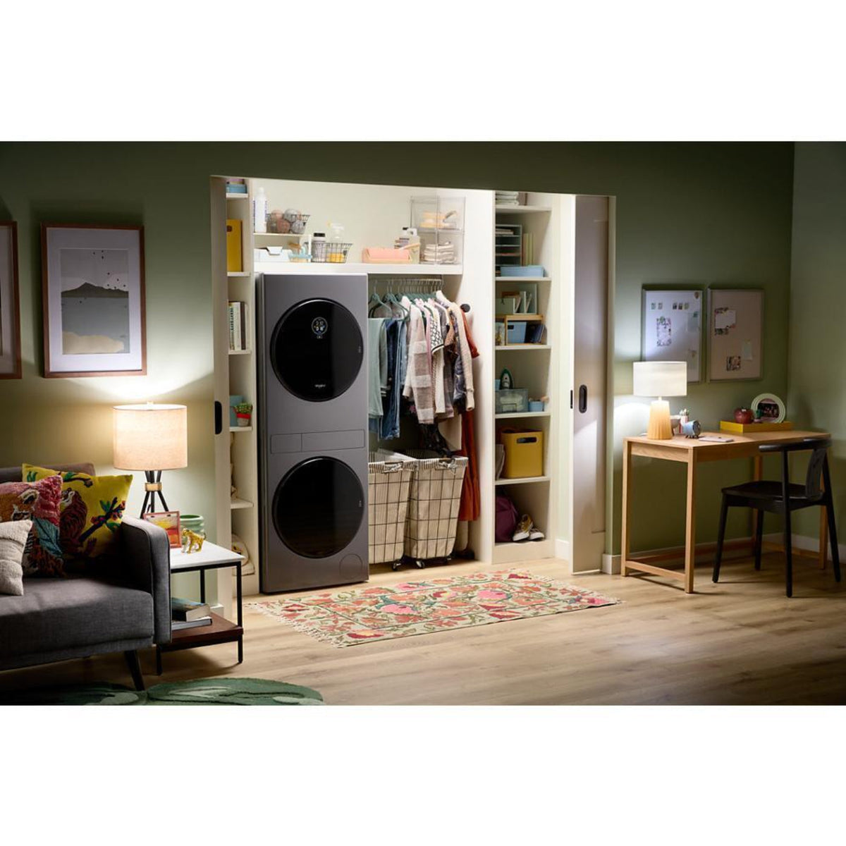 WHIRLPOOL Compact ENERGY STAR Ventless Heat Pump Laundry Tower with 2.7-cu ft Washer and Electric 4.3-cu ft Dryer Stainless - WFH5424SJ