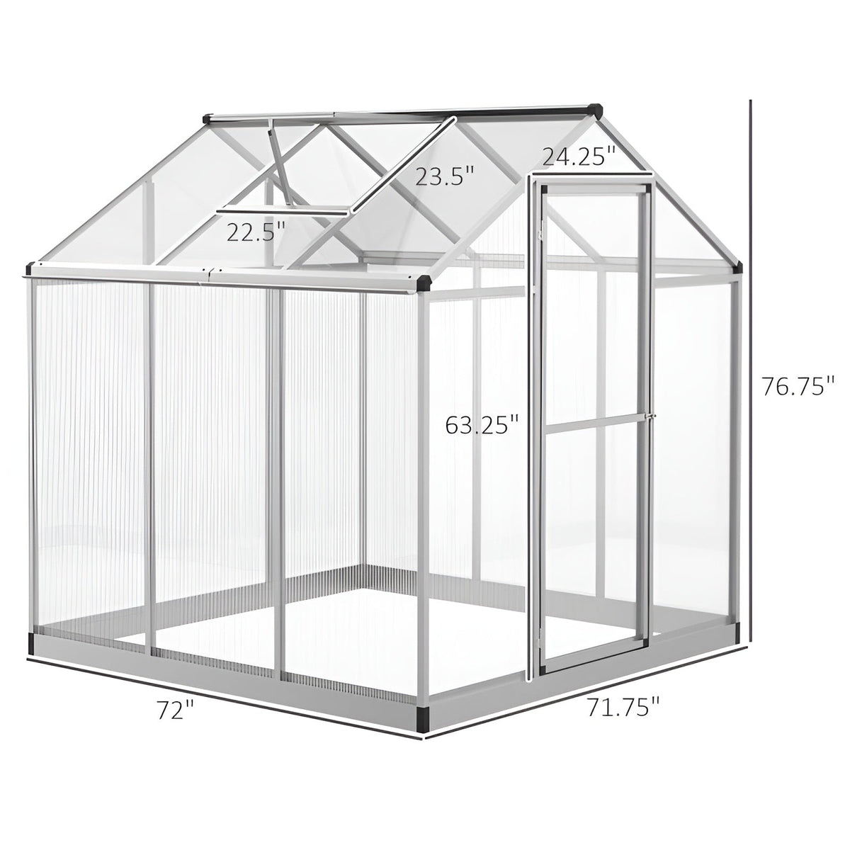 Outsunny 6' L x 6' W Walk-In Polycarbonate Winter Greenhouse - 845-243