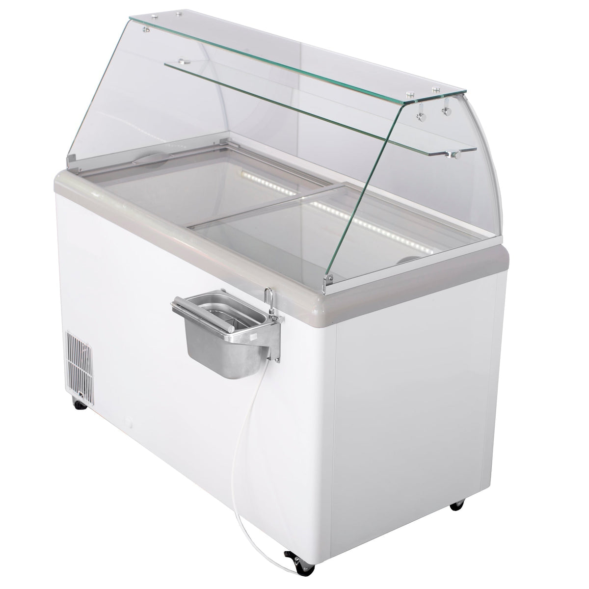 Maxx Cold Curved Glass Ice Cream Dipping Cabinet Freezer, 52"W, 13.8 cu. ft. Storage Capacity, Holds up to (14) Flavor Tubs, in White - MXDC-8