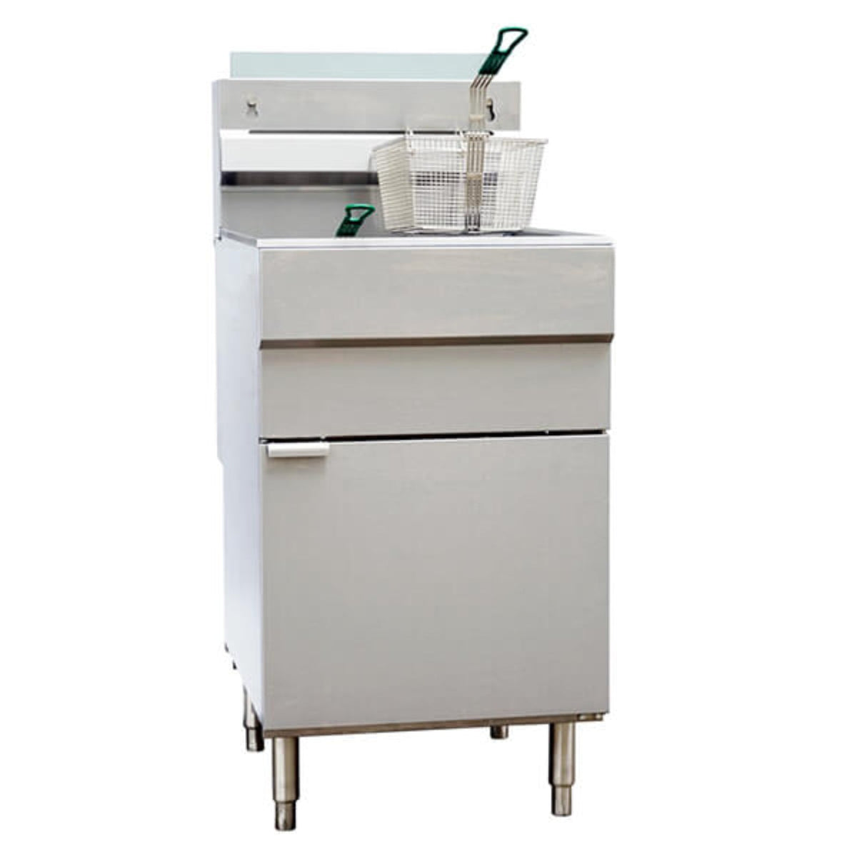 Omcan Natural Gas 70 lb. Stainless Steel Floor Fryer - 150,000 BTU - Omcan-46021