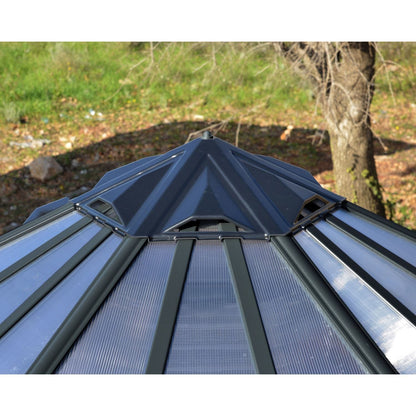 Palram - Canopia | 12x10 Ft Oasis Hex Greenhouse Kit - Gray With 0.8mm Polycarbonate Glazing - HG6005