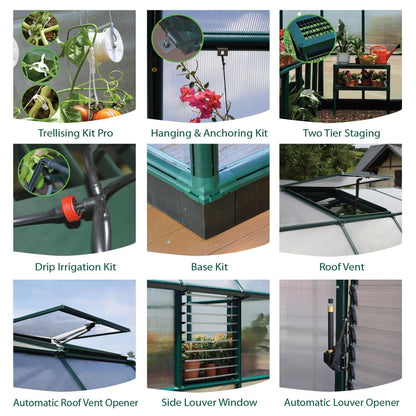 Palram - Canopia | Prestige 8x20 ft Clear Greenhouse Kit Package With 0.8mm Polycarbonate Glazing - HG7320C