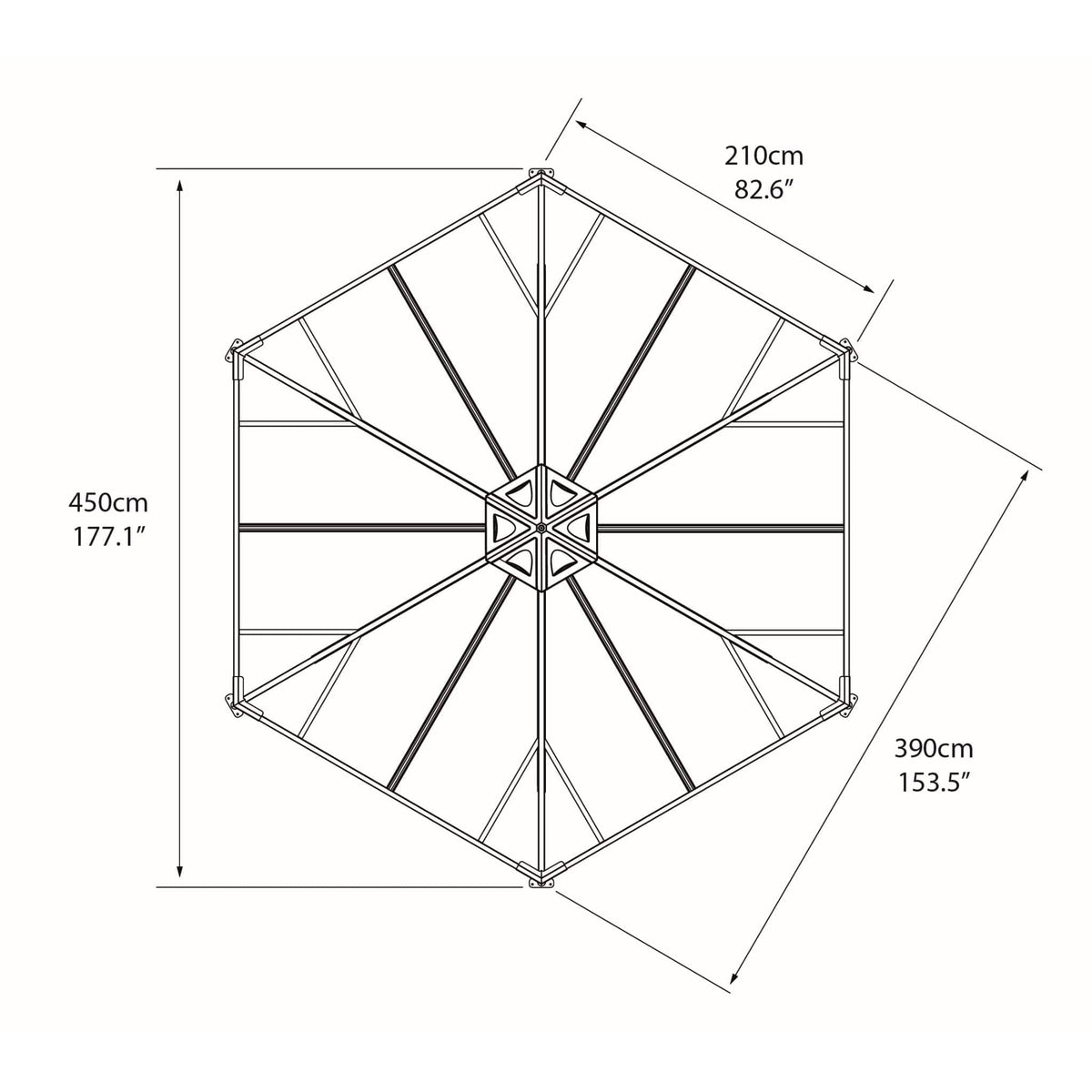 Palram - Canopia | Monaco Hexagon Garden Gazebo 13'X15' - HG9160